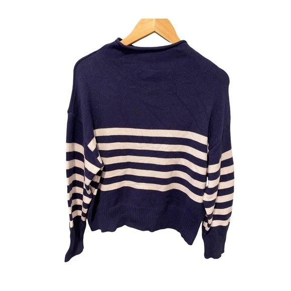 Truth by Republic Long Sleeve Mock Neck Navy White Stripes Sweater NWT Size L - Picture 3 of 6